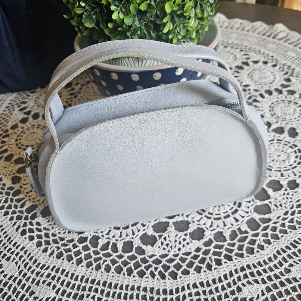 Madewell• Pale BLUE/Gray Leather Satchel With CROSSBODY